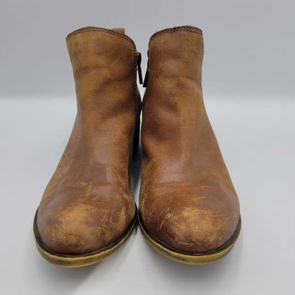 Lucky Brand Booties Womens 6.5 Suede Leather Ankle Boots Brown Distressed - Picture 6 of 11